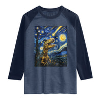 Dinosaur Starry Night Meteor Shower Raglan Shirt Astronomy Lover Gift