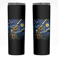 Dinosaur Starry Night Meteor Shower Skinny Tumbler Astronomy Lover Gift