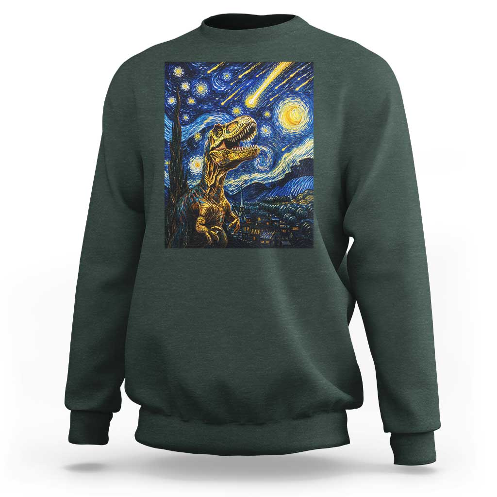 Dinosaur Starry Night Meteor Shower Sweatshirt Astronomy Lover Gift