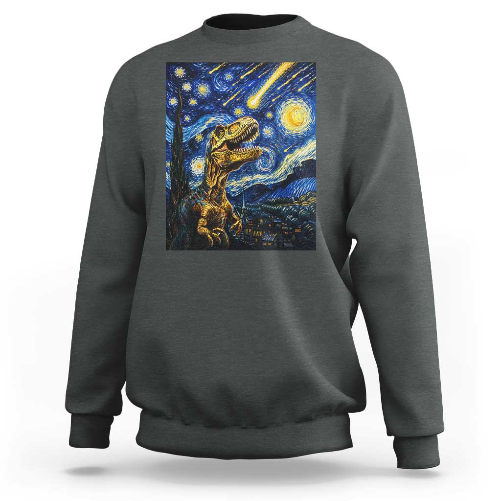 Dinosaur Starry Night Meteor Shower Sweatshirt Astronomy Lover Gift