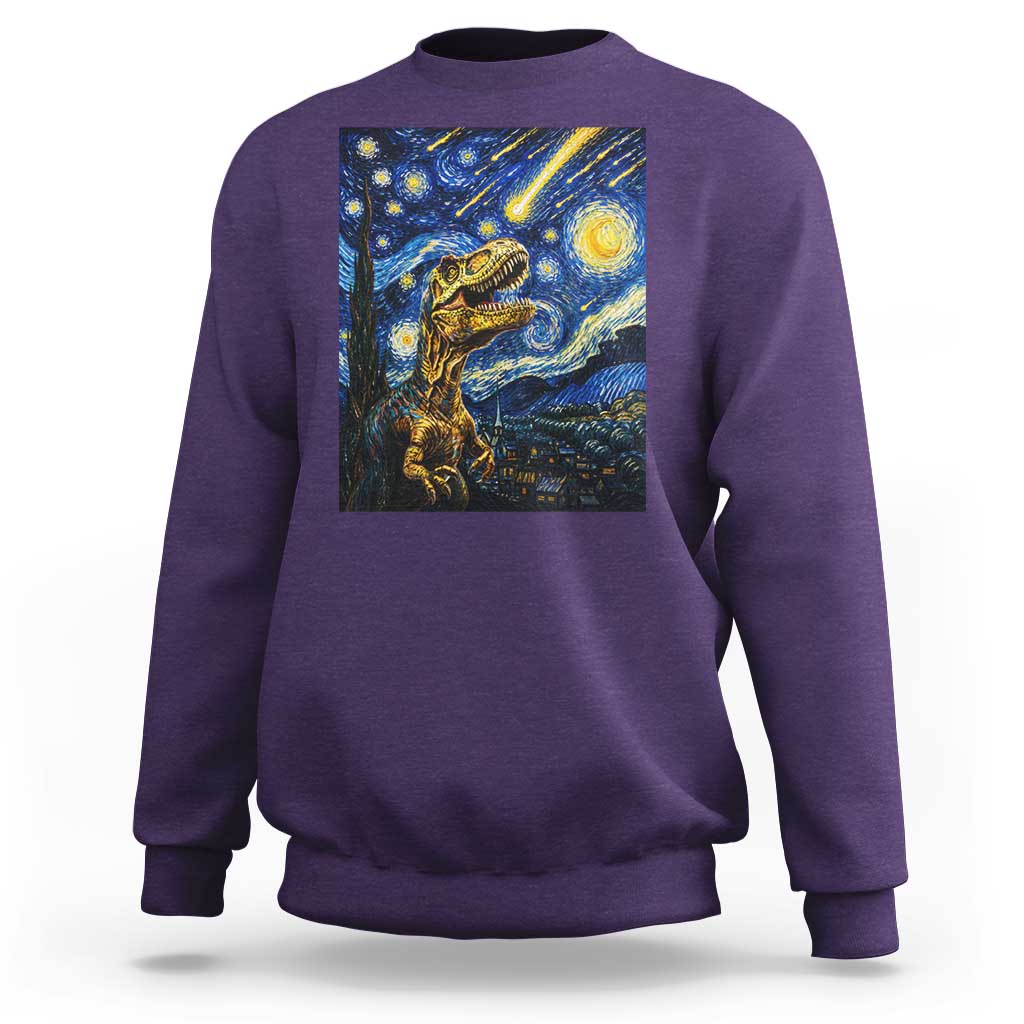 Dinosaur Starry Night Meteor Shower Sweatshirt Astronomy Lover Gift