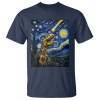Dinosaur Starry Night Meteor Shower T Shirt Astronomy Lover Gift