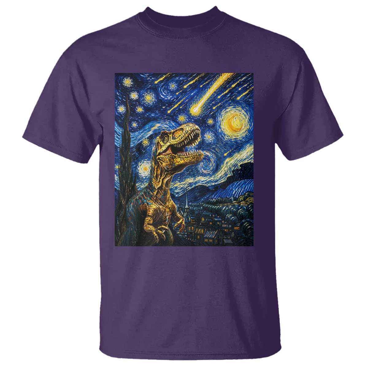 Dinosaur Starry Night Meteor Shower T Shirt Astronomy Lover Gift