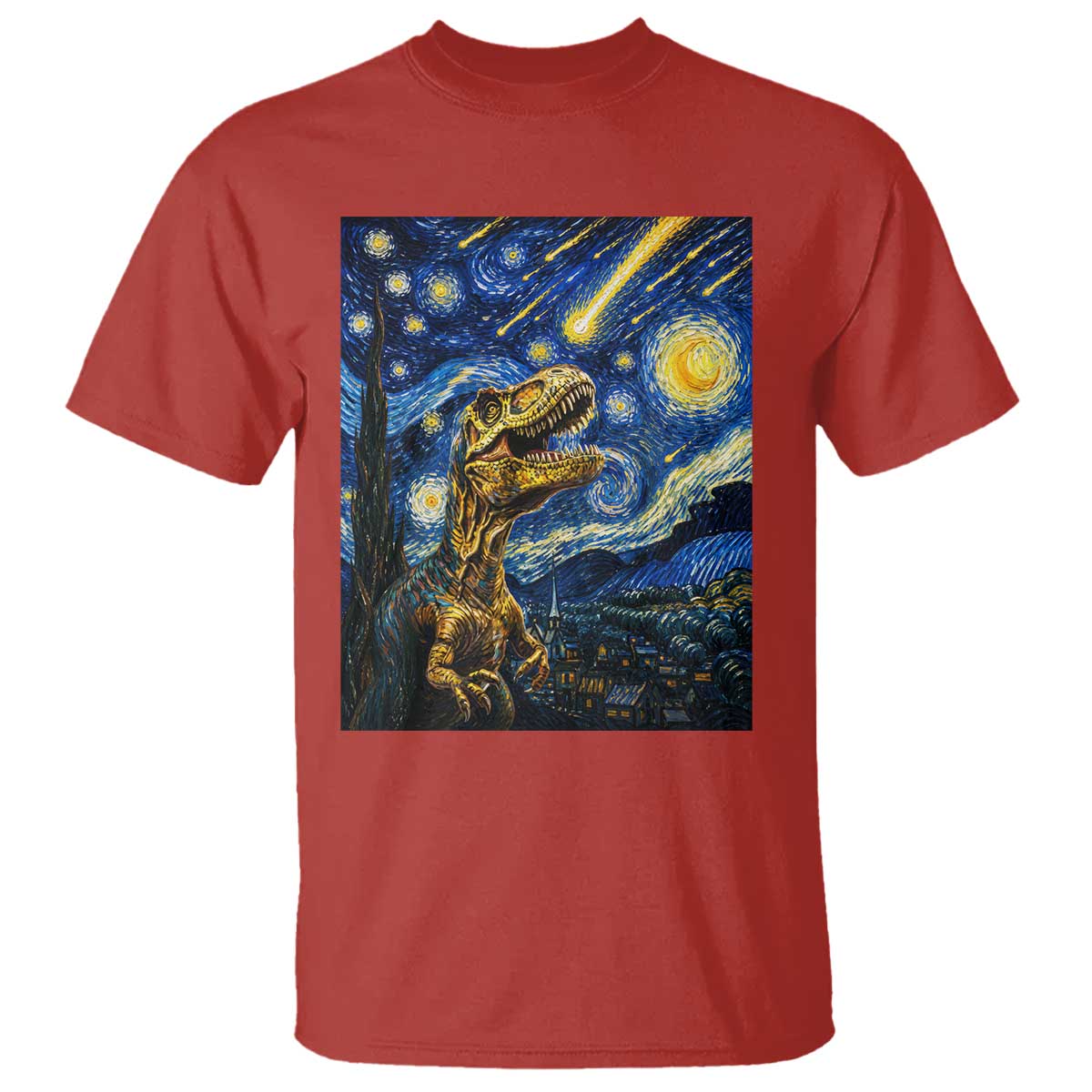 Dinosaur Starry Night Meteor Shower T Shirt Astronomy Lover Gift