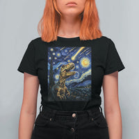 Dinosaur Starry Night Meteor Shower T Shirt For Women Astronomy Lover Gift