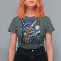 Dinosaur Starry Night Meteor Shower T Shirt For Women Astronomy Lover Gift