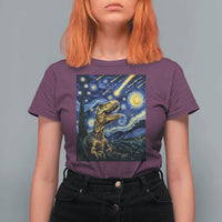 Dinosaur Starry Night Meteor Shower T Shirt For Women Astronomy Lover Gift