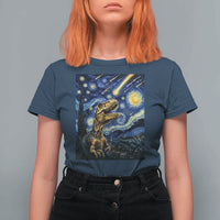 Dinosaur Starry Night Meteor Shower T Shirt For Women Astronomy Lover Gift