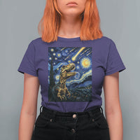Dinosaur Starry Night Meteor Shower T Shirt For Women Astronomy Lover Gift
