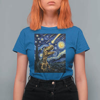 Dinosaur Starry Night Meteor Shower T Shirt For Women Astronomy Lover Gift