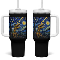 Dinosaur Starry Night Meteor Shower Tumbler With Handle Astronomy Lover Gift