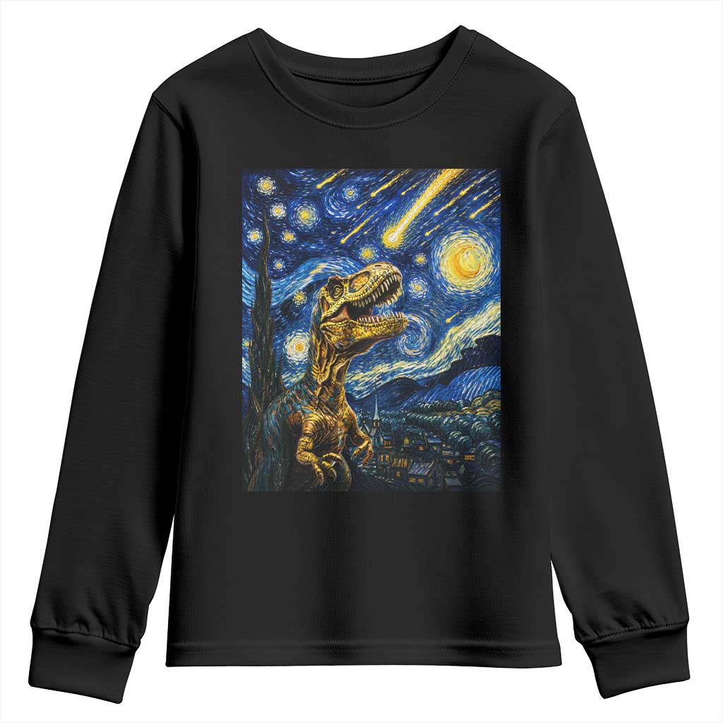 Dinosaur Starry Night Meteor Shower Youth Sweatshirt Astronomy Lover Gift