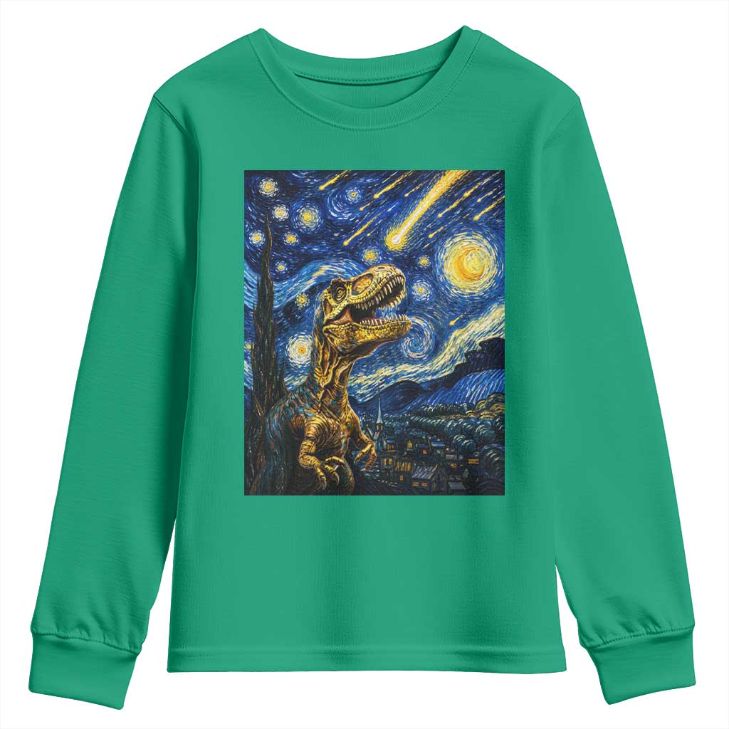 Dinosaur Starry Night Meteor Shower Youth Sweatshirt Astronomy Lover Gift