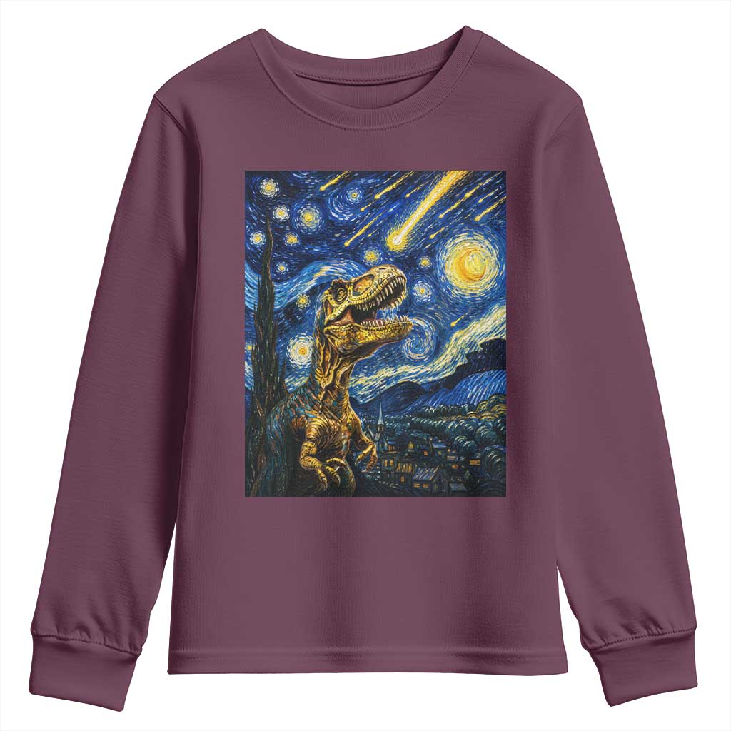 Dinosaur Starry Night Meteor Shower Youth Sweatshirt Astronomy Lover Gift