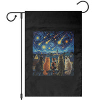 Starry Night Cats Watching Meteors Garden Flag Astronomy Lover Gift