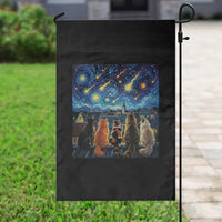 Starry Night Cats Watching Meteors Garden Flag Astronomy Lover Gift