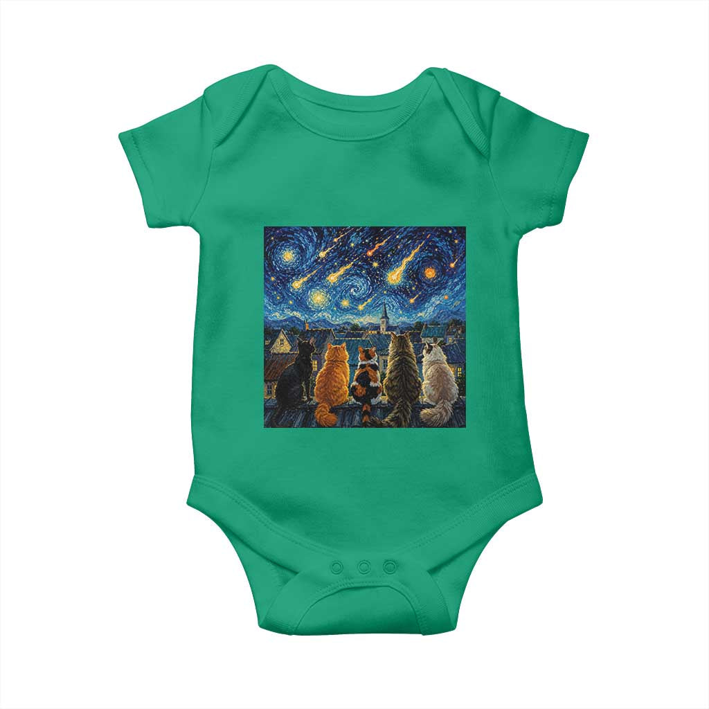 Starry Night Cats Watching Meteors Baby Onesie Astronomy Lover Gift