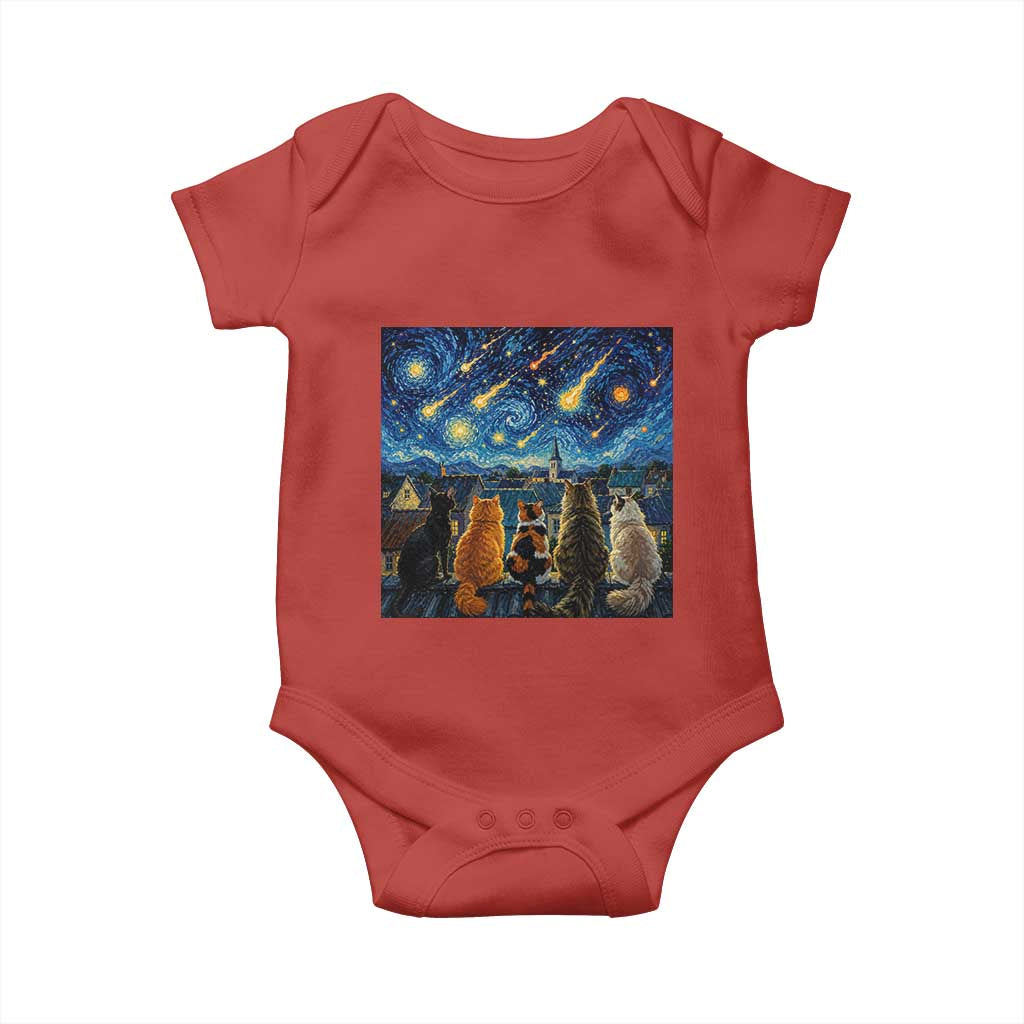 Starry Night Cats Watching Meteors Baby Onesie Astronomy Lover Gift