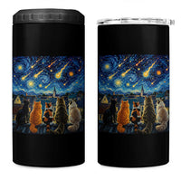 Starry Night Cats Watching Meteors 4 in 1 Can Cooler Tumbler Astronomy Lover Gift