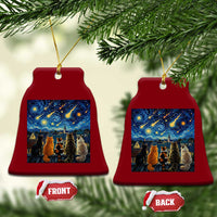 Starry Night Cats Watching Meteors Ceramic Ornament Astronomy Lover Gift
