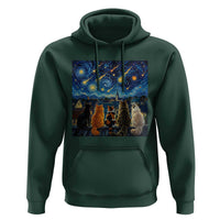 Starry Night Cats Watching Meteors Hoodie Astronomy Lover Gift