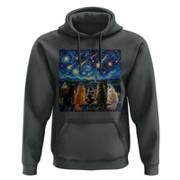 Starry Night Cats Watching Meteors Hoodie Astronomy Lover Gift