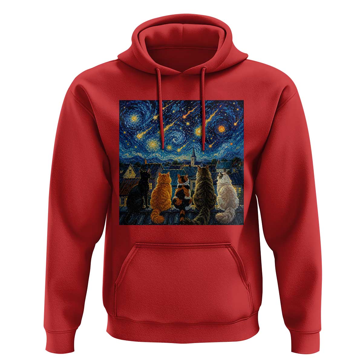 Starry Night Cats Watching Meteors Hoodie Astronomy Lover Gift