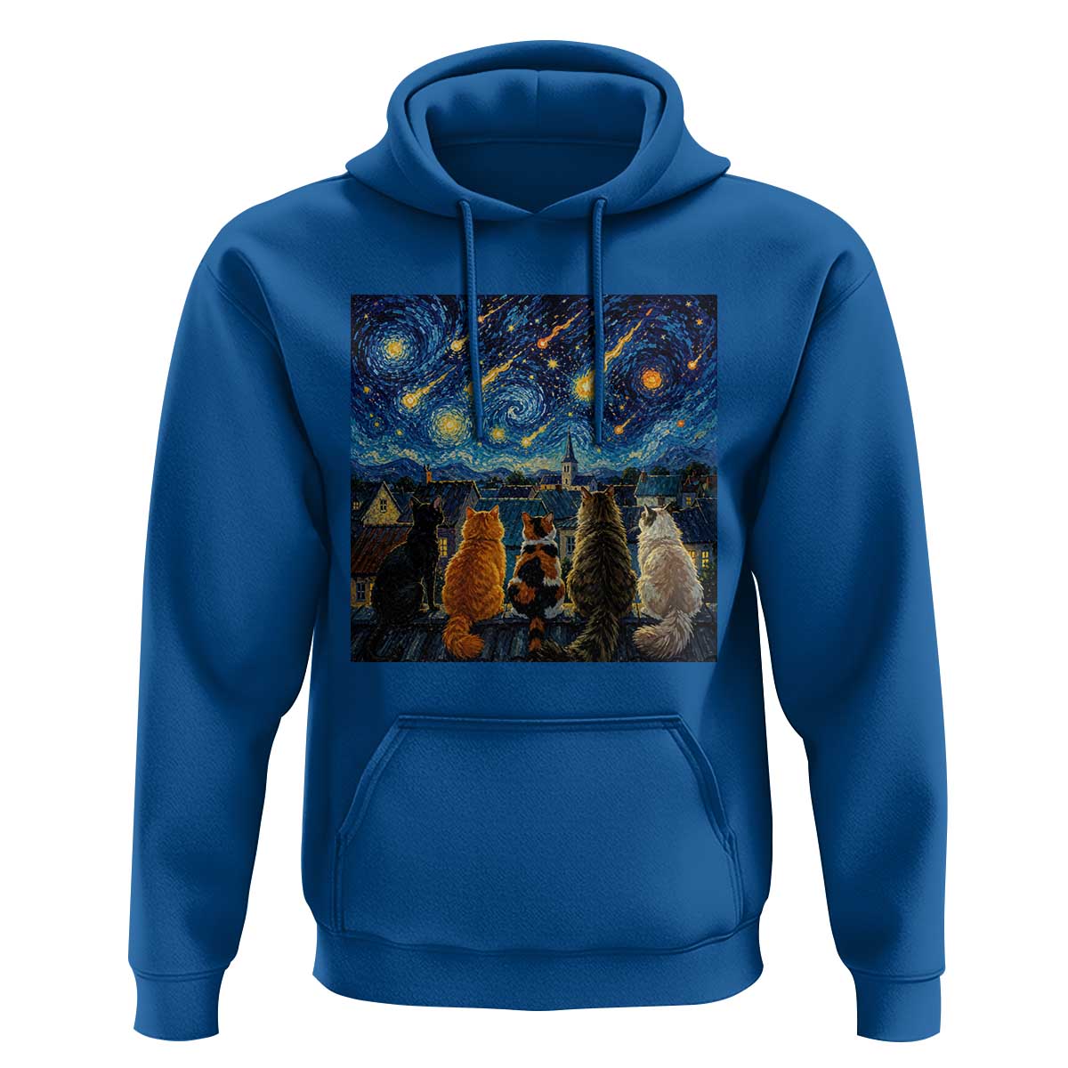 Starry Night Cats Watching Meteors Hoodie Astronomy Lover Gift