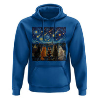 Starry Night Cats Watching Meteors Hoodie Astronomy Lover Gift