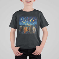 Starry Night Cats Watching Meteors T Shirt For Kid Astronomy Lover Gift
