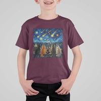 Starry Night Cats Watching Meteors T Shirt For Kid Astronomy Lover Gift