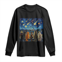 Starry Night Cats Watching Meteors Long Sleeve Shirt Astronomy Lover Gift