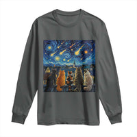 Starry Night Cats Watching Meteors Long Sleeve Shirt Astronomy Lover Gift