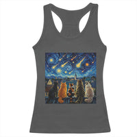 Starry Night Cats Watching Meteors Racerback Tank Top Astronomy Lover Gift