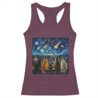 Starry Night Cats Watching Meteors Racerback Tank Top Astronomy Lover Gift