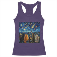 Starry Night Cats Watching Meteors Racerback Tank Top Astronomy Lover Gift