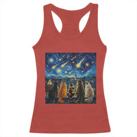 Starry Night Cats Watching Meteors Racerback Tank Top Astronomy Lover Gift