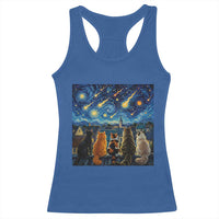 Starry Night Cats Watching Meteors Racerback Tank Top Astronomy Lover Gift
