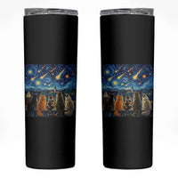 Starry Night Cats Watching Meteors Skinny Tumbler Astronomy Lover Gift
