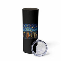 Starry Night Cats Watching Meteors Skinny Tumbler Astronomy Lover Gift