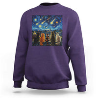 Starry Night Cats Watching Meteors Sweatshirt Astronomy Lover Gift