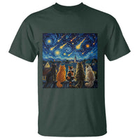 Starry Night Cats Watching Meteors T Shirt Astronomy Lover Gift