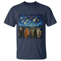 Starry Night Cats Watching Meteors T Shirt Astronomy Lover Gift