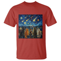 Starry Night Cats Watching Meteors T Shirt Astronomy Lover Gift