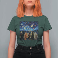 Starry Night Cats Watching Meteors T Shirt For Women Astronomy Lover Gift