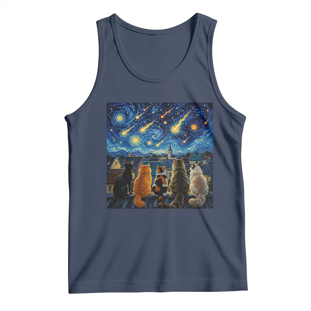 Starry Night Cats Watching Meteors Tank Top Astronomy Lover Gift