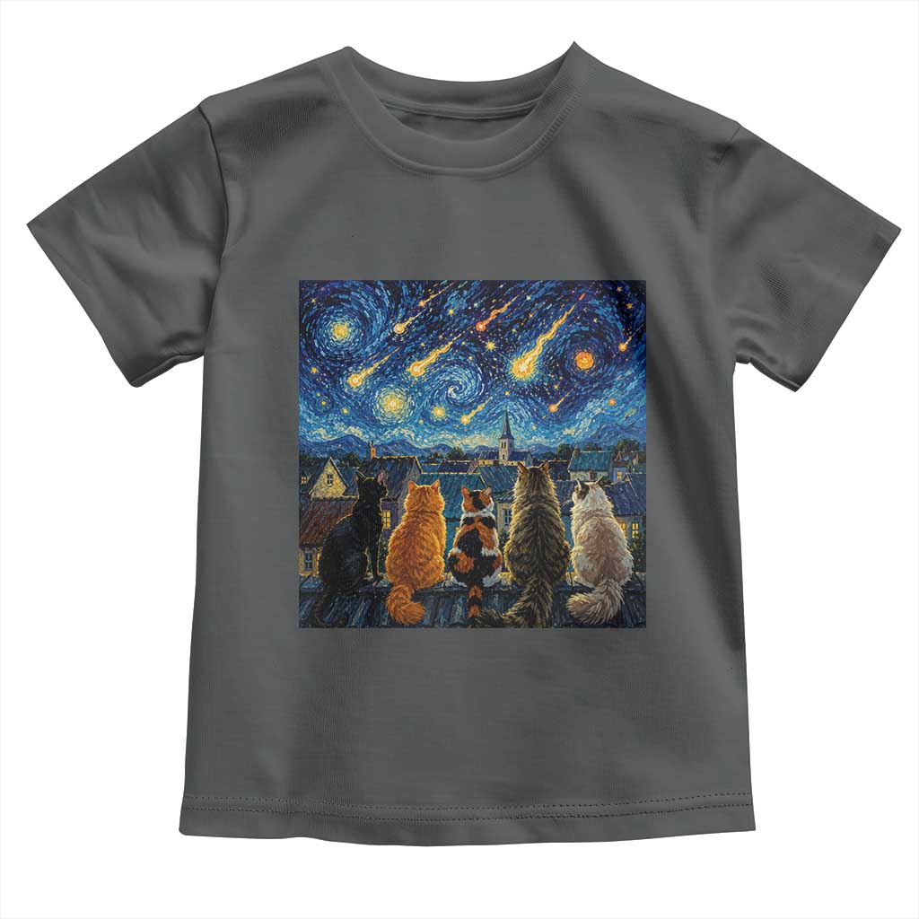 Starry Night Cats Watching Meteors Toddler T Shirt Astronomy Lover Gift