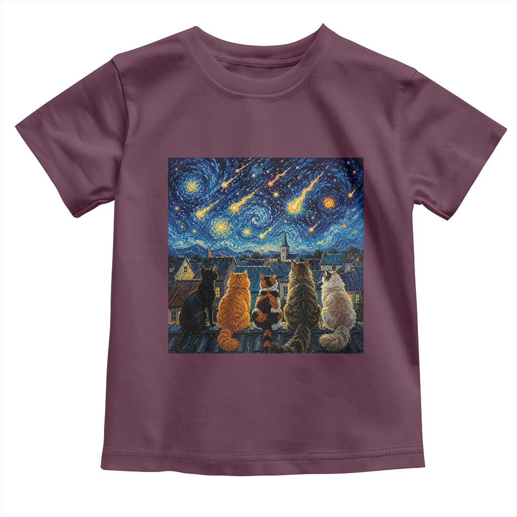 Starry Night Cats Watching Meteors Toddler T Shirt Astronomy Lover Gift