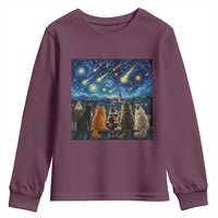 Starry Night Cats Watching Meteors Youth Sweatshirt Astronomy Lover Gift