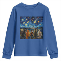 Starry Night Cats Watching Meteors Youth Sweatshirt Astronomy Lover Gift
